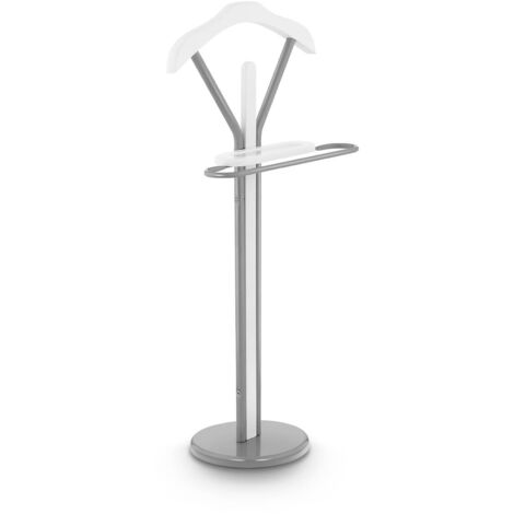 Clothes Valet Stand - silver / white - Suit Stand - Mens Valet Butler Stand