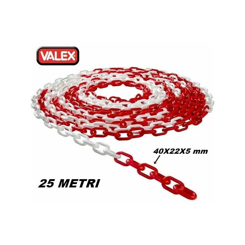 CATENA PLASTICA Segnaletica BIANCO ROSSA MT.5 MAGLIA D.6