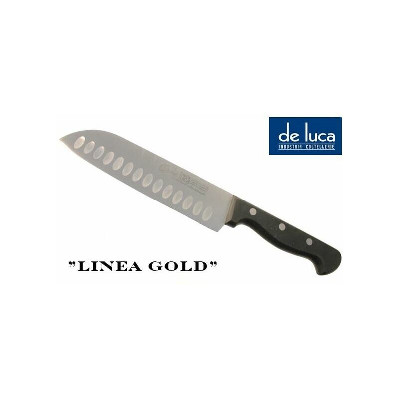 COLTELLO DA CUOCO SANTOKU CON LAMA IN ACCIAIO INOX 18 CM LINEA GOLD DE LUCA