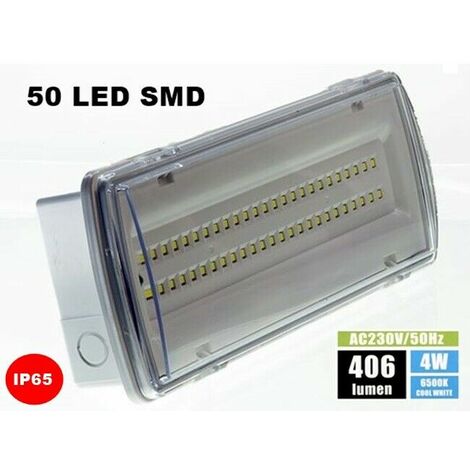 Lampada 4W Plafoniera Emergenza 50 LED Intallazione Fissa Incasso P