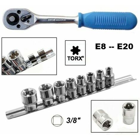 SET KIT 19 PZ CHIAVI A BUSSOLE TORX IN LEGA DA 8 A 32 MM ATTACCO