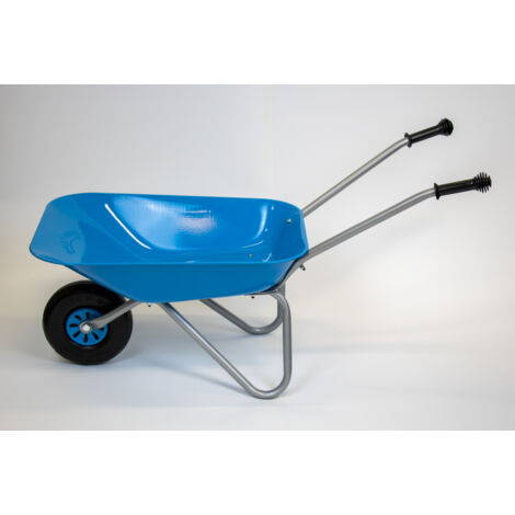 Rolly Toys Carretilla de metal plateada/azul (a partir de 2,5 años, carretilla para niños, cuenco de metal, mangos de plástico, capacidad de carga máx. hasta 25 kg) (1/4)