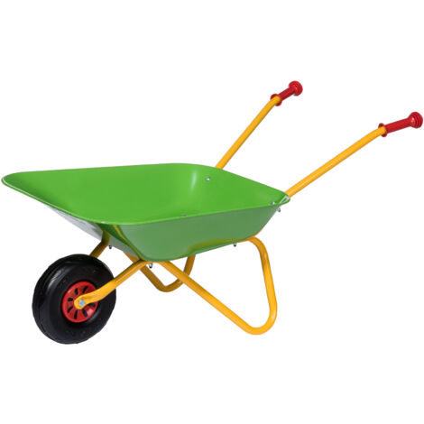 Rolly Toys 271900 Carretilla de metal con ruedas y mangos de plástico, color amarillo/verde