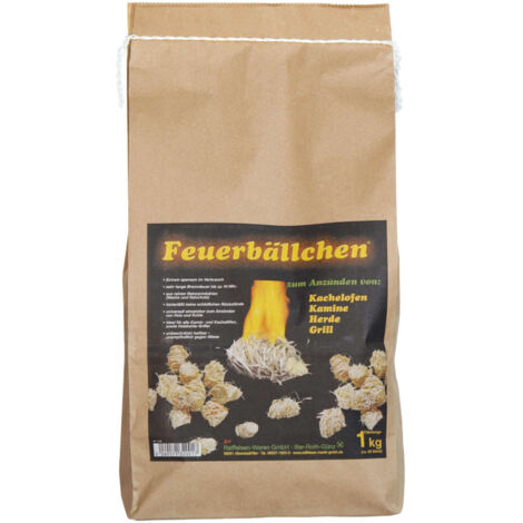 1 kg (aprox. 80 unidades) bolas de fuego, encendedores para chimeneas, encendedores para hornos de cera y madera natural