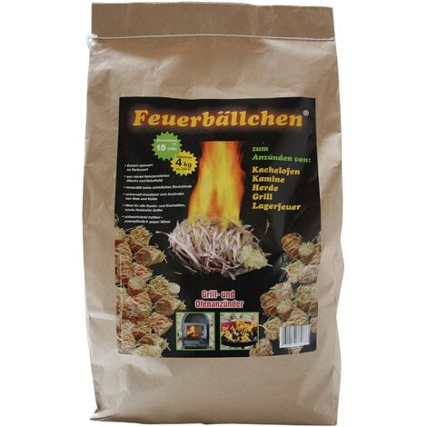 Encendedor de chimenea RaiffeisenWaren, encendedor, bolas de fuego 4,0 kg (encendedor ecológico, fabricado con productos naturales: cera, madera natural tiempo de combustión aprox. 10 min) (1/3)