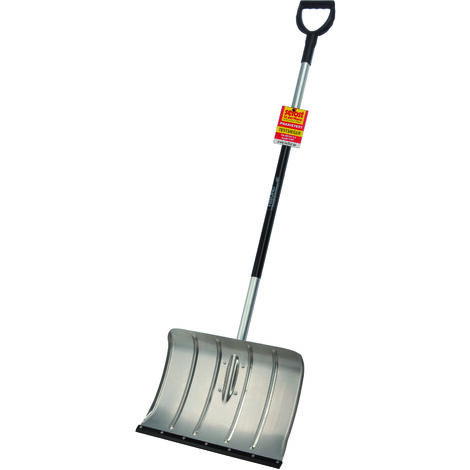 Pala quitanieve de aluminio Freund Victoria (dimensiones de la hoja de la pala quitanieve 50x35 cm, mango de aluminio con mango en D, hoja de plástico con borde lateral elevado, longitud del mango 125