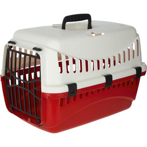 Caja de transporte Kerbl Expedion (caja de transporte de animales para mascotas / gatos / perros / conejos, fabricada en plástico, dimensiones 45x30x30 cm, capacidad de carga hasta 10 kg, color crema/ (1/3)