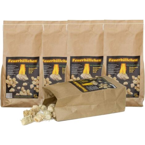 Encendedor de chimenea RaiffeisenWaren, encendedor, bolas de fuego (encendedor ecológico, fabricado con productos naturales: cera, madera natural resistente a la humedad tiempo de combustión aprox. 10