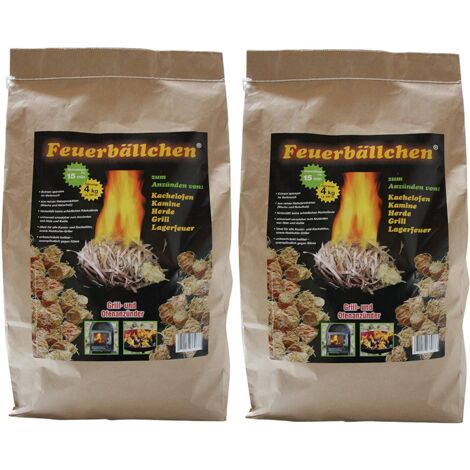 Encendedor de chimenea RaiffeisenWaren, encendedor, bolas de fuego 8,0 kg (encendedor ecológico, fabricado con productos naturales: cera, madera natural tiempo de combustión aprox. 10 min)
