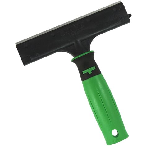Rascador de vidrio Unger ErgoTec (ancho 15 cm, mango ergonómico, superficie de raspado extra grande, raspador de ventanas, cuchilla de doble cara, con tapa protectora) EG150