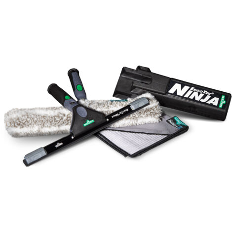 Unger Ninja Premium Glass Cleaner Set (Productos de alto rendimiento para limpieza profesional de cristales, 4 piezas) AKN12