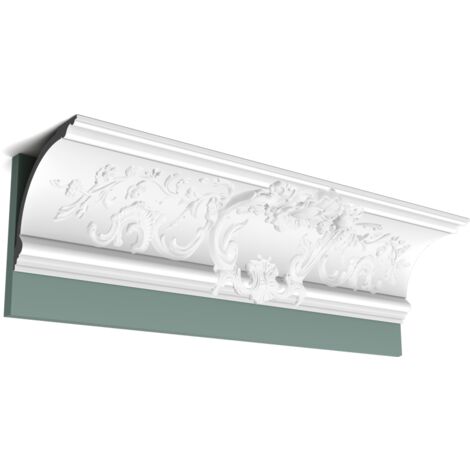 Cornisa con volutas decorativas - Orac Decor - L200xP18,2xH18,2cm - Caja completa 12 metros - C338A