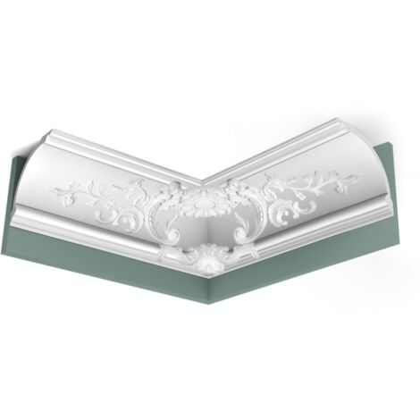Cornisa de esquina con volutas decorativas - Orac Decor - L200xP18,2xH18,2cm - C338B