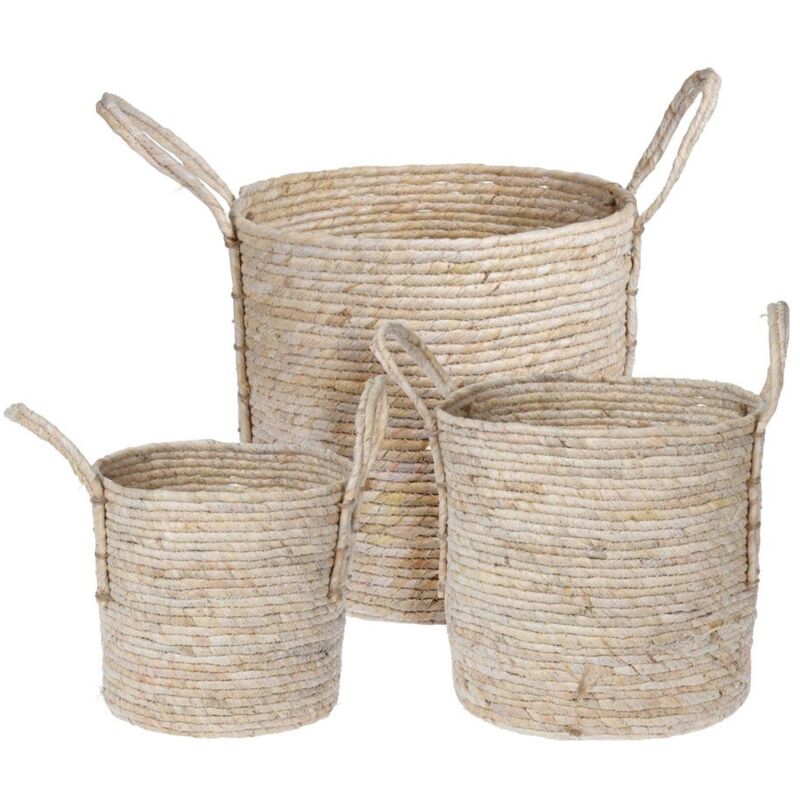 Corn Leaf Round Basket - Set of 3