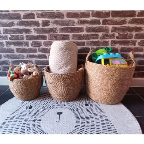 Cattail Leaf Basket Set of 3 assorted sizes - Natural
