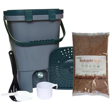 15L Single Bokashi Compost Bin Kit and Accessories and 1kg Bran