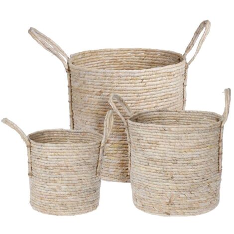 Corn Leaf Round Basket - Set of 3