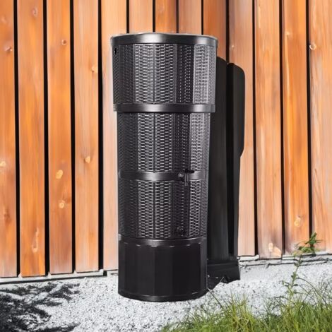 150L Rattan Wicker Effect Polybutt Water Butt - Black