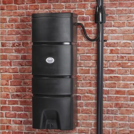 160L Wall Mounted Water Butt Space Saving Rainwater Tank Black 160l-wall-mounted-water-butt-space-saving-rainwater-tank-black