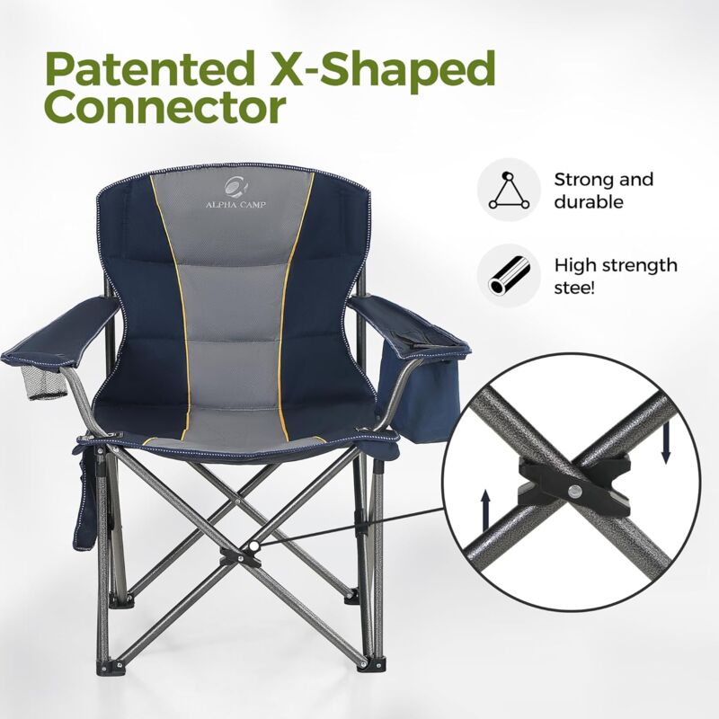 OVERMONT Campingstuhl Mit Sonnendach - Klappbarer Strandstuhl Mit Kühlfach & Getränkehalter