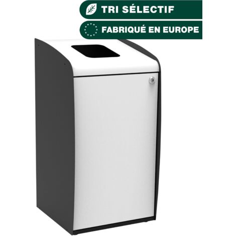 JVD - Borne de tri sélectif 80L blanche à ouverture frontale - Matériel professionnel (1/4)