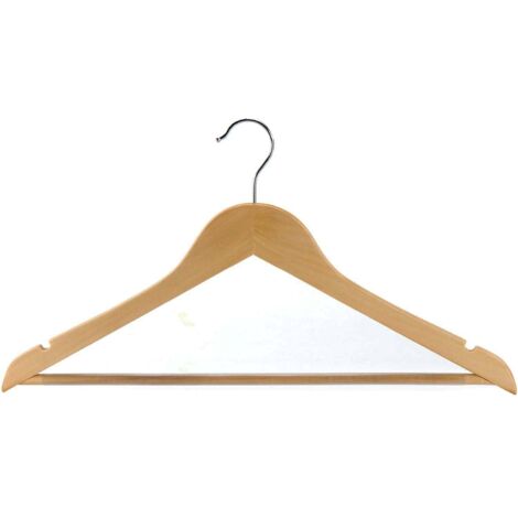 JVD - Cintre en bois naturel pour dressing avec barre et encoches. - Matériel professionnel (1/2)