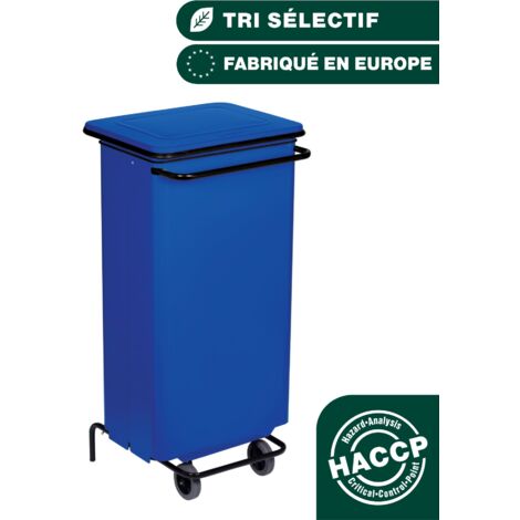 JVD - Conteneur mobile à pédale 110L Métal Bleu - Matériel professionnel