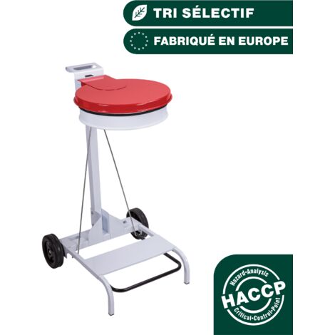 JVD - Porte sac rond mobile à pédale couvercle Rouge - Matériel professionnel (1/3)