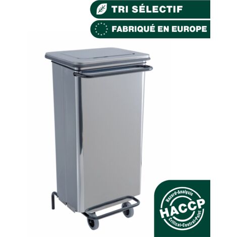 JVD - Conteneur mobile à pédale 110L Inox Brillant - Matériel professionnel (1/5)