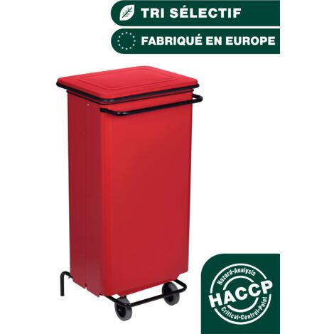 JVD - Conteneur mobile à pédale 110L Métal Rouge - Matériel professionnel (1/5)