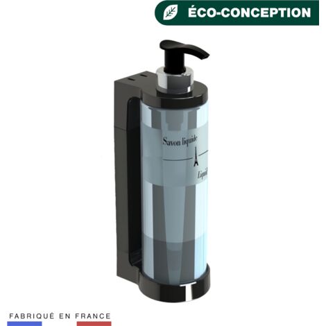 JVD – Distributeur de savon ISISS noir 300 mL – Débit 1 mL par pression – Réservoir verrouillé par clé – Compatible gel hydroalcoolique