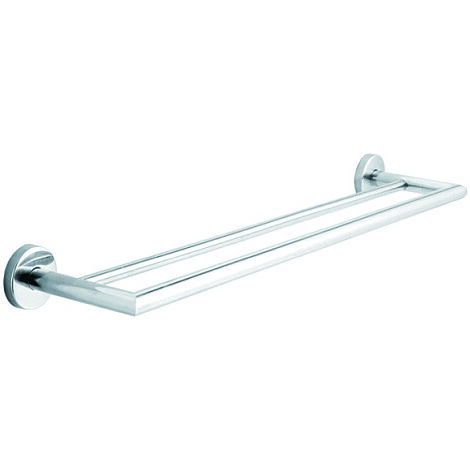 JVD – Porte-serviettes double en inox 304 – Finition chromée – 2 barres de rangement – Dimensions 65,2 x 5,6 cm – Pour salle de bain professionnelle