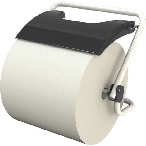 JVD – Support bobine mural pour bobines industrielles – Acier époxy blanc – Découpe facile avec scie intégrée – Hauteur 34,5 cm, largeur 36 cm