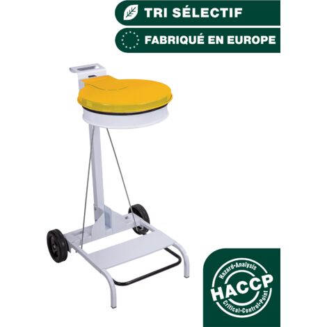 JVD - Porte sac rond mobile à pédale couvercle Jaune - Matériel professionnel (1/3)