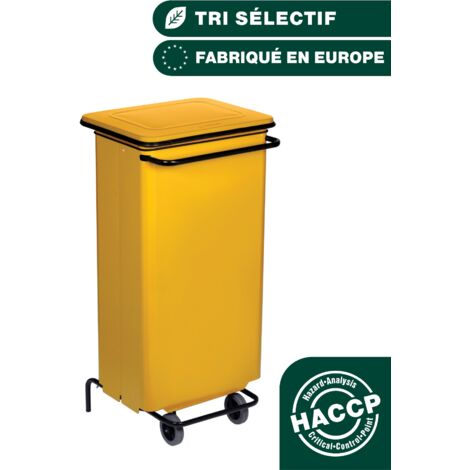 JVD - Conteneur mobile à pédale 110L Métal Jaune - Matériel professionnel