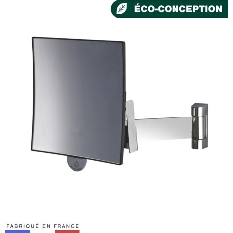 JVD – Miroir grossissant carré x3 avec bras plat en laiton – Hauteur 19,5 cm, largeur 18 cm – Pour professionnels de l'hygiène et hôtellerie