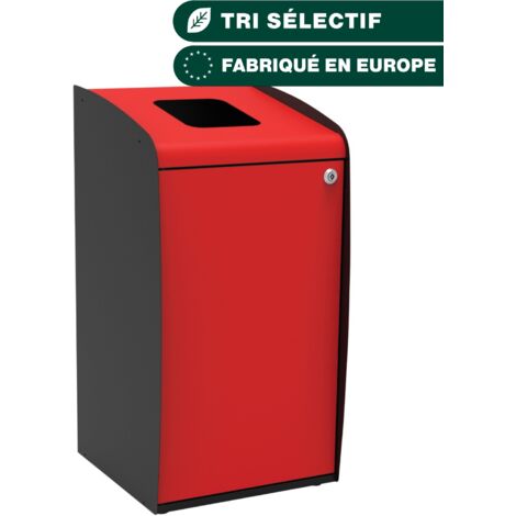 JVD - Borne de tri sélectif 80L rouge à ouverture frontale - Matériel professionnel (1/4)