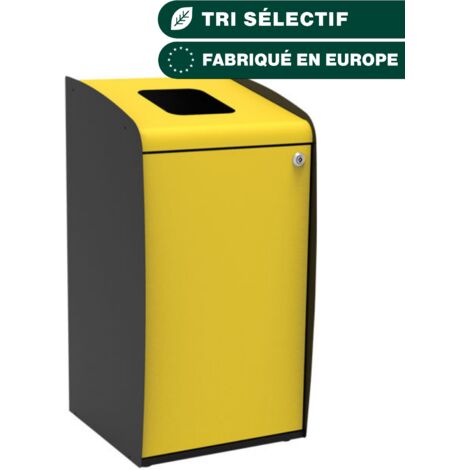 JVD - Borne de tri sélectif 80L Jaune à ouverture frontale - Matériel professionnel (1/4)