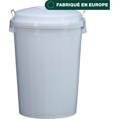 JVD - Collecteur à déchets rond 95L blanc avec couvercle - Matériel professionnel
