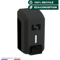 JVD – Distributeur de savon gel noir 700 ml – Bouton poussoir – Réservoir amovible – Compatible gel hydroalcoolique – Plastique recyclé