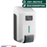 JVD – Distributeur de savon gel Cleanline blanc 700 ml – Bouton poussoir – Réservoir amovible – Plastique recyclé
