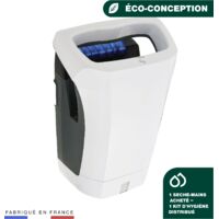 JVD – Sèche-mains automatique à air pulsé 800W – Débit d'air 140 m³/h – Anti-vandalisme IK10 – Temps de séchage 10-15s – Filtre antibactérien
