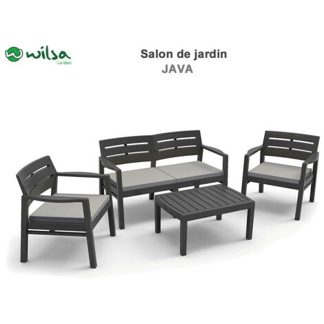 Gartenmöbel Set Java S3 + 2F2 + 1TB Anthrazit Wilsa Garden (1/2)