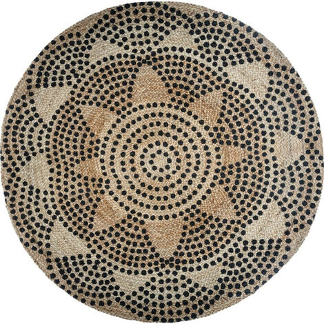 Runder Teppich aus Jute mit dem Motiv 2 Livin Durchmesser 120 cm Atmosphera