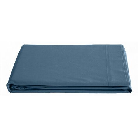 Perkal-Flachbettlaken aus reiner, langstapeliger, gekämmter Baumwolle 80 Fäden/cm² "Vent du sud" - Marine - 240 x 300 cm für Doppelbett