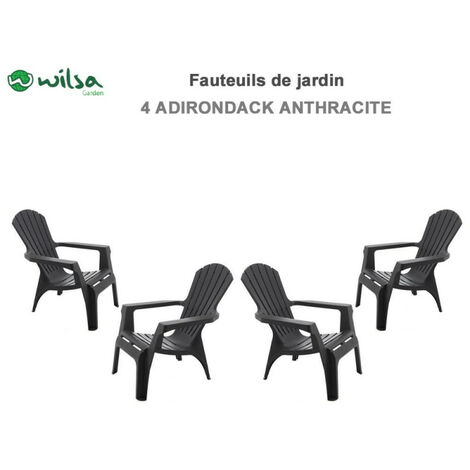 Sessel Adirondack Polypropylenharz Wilsa Garden - Anthrazit - 4 Sessel Adirondack