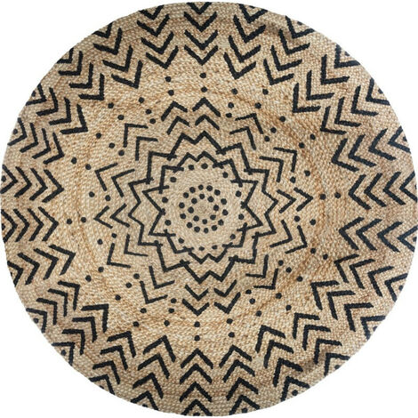 Runder Teppich aus Jute mit dem Motiv 1 Livin Durchmesser 120 cm Atmosphera