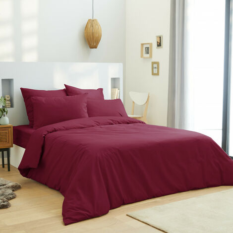 Roter Bettdeckenbezug 260 x 240 cm / 100% Baumwolle / 57 Fäden/cm² für Kingsize-Doppelbett