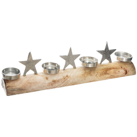 Windlicht Stamm aus Holz 4 Kerzen spezielle Feste atmosphera - gold
