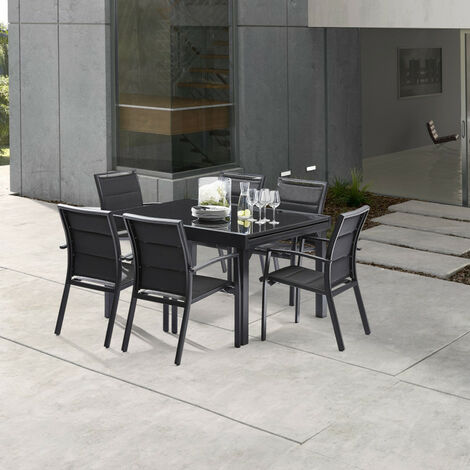 Gartenmöbel Set Modulo T 6 / 10 + F 6 Full Glas Schwarz Wilsa Garden (1/5)